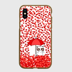 Чехол для iPhone XS Max матовый Сердцепад и сердитый кот