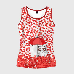 Женская майка 3D Сердцепад и сердитый кот