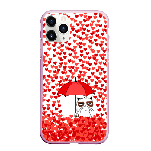 Чехол для iPhone 11 Pro матовый Сердцепад и сердитый кот