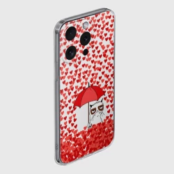 Чехол для iPhone 15 Pro Max силиконовый с защитой камеры Сердцепад и сердитый кот - фото 2