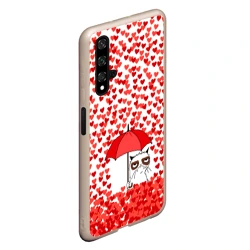 Чехол для Honor 20 Сердцепад и сердитый кот - фото 2