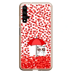 Чехол для Honor 20 Сердцепад и сердитый кот