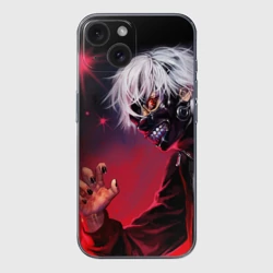 Чехол для iPhone 15 силиконовый с защитой камеры Канеки Кен - Токийский гуль