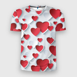 Мужская футболка 3D Slim Сердца
