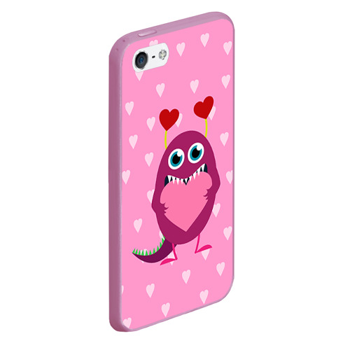 Чехол для iPhone 5/5S матовый Чудик с сердцем, цвет розовый - фото 3