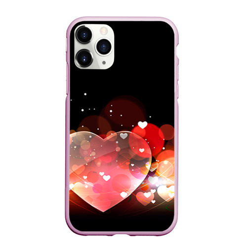 Чехол для iPhone 11 Pro Max матовый Сердца, цвет розовый
