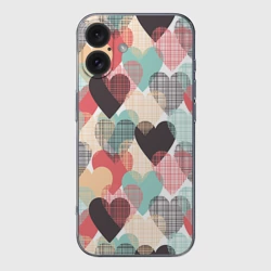 Чехол для iPhone 16 силиконовый с защитой камеры Сердечки