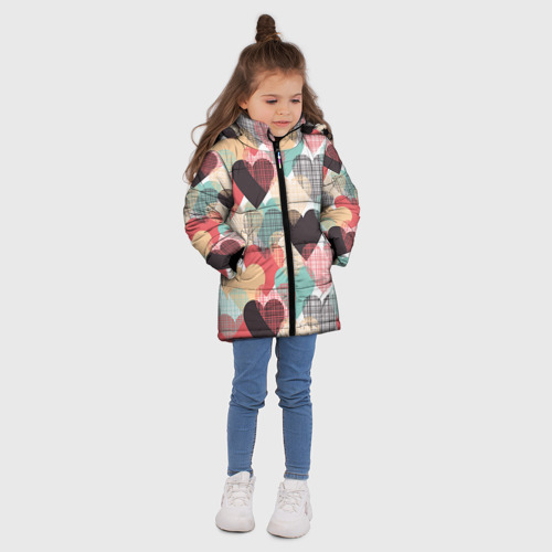 Зимняя куртка для девочек 3D Сердечки, цвет черный - фото 5