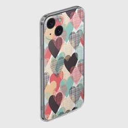 Чехол для iPhone 15 силиконовый с защитой камеры Сердечки - фото 2