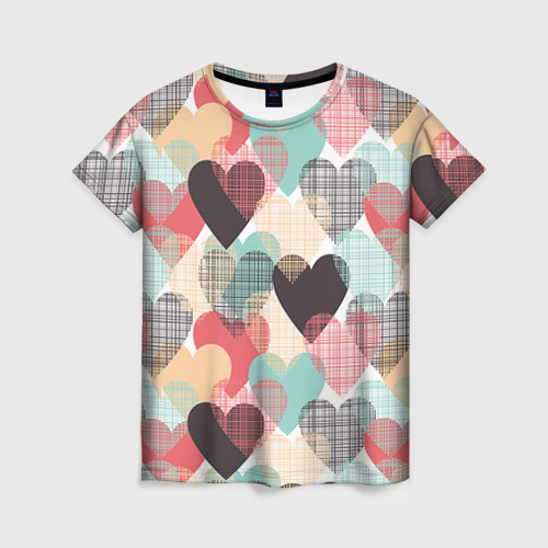Женская футболка 3D Сердечки, цвет 3D печать
