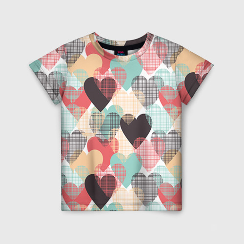 Детская футболка 3D Сердечки, цвет 3D печать