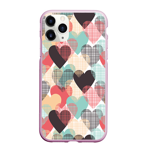Чехол для iPhone 11 Pro Max матовый Сердечки, цвет розовый