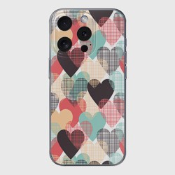 Чехол для iPhone 15 Pro Max силиконовый с защитой камеры Сердечки