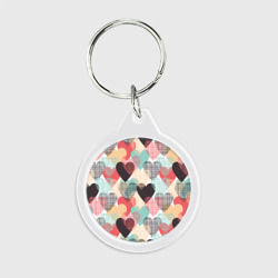 Брелок круглый Сердечки