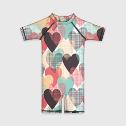 Детский купальный костюм 3D Сердечки