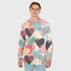 Мужская рубашка oversize 3D Сердечки - фото 2