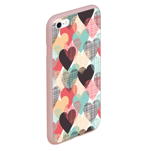 Чехол для iPhone 6Plus/6S Plus матовый Сердечки, цвет светло-розовый - фото 3