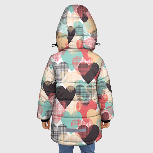 Зимняя куртка для девочек 3D Сердечки, цвет черный - фото 4