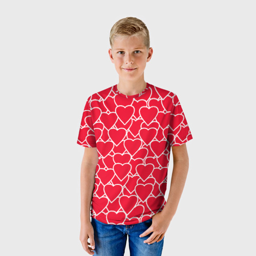 Детская футболка 3D Сердца, цвет 3D печать - фото 3