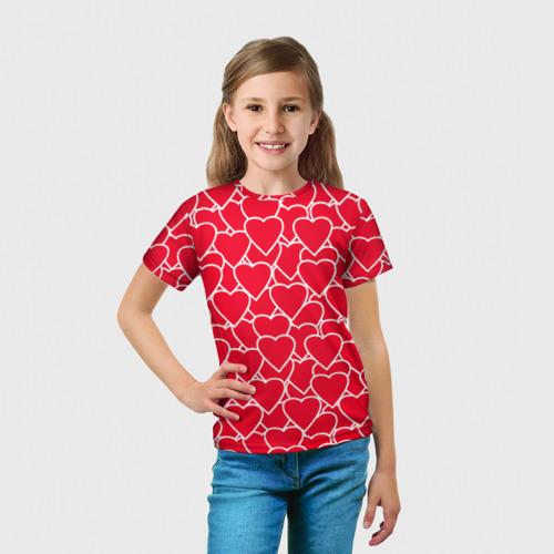 Детская футболка 3D Сердца, цвет 3D печать - фото 5