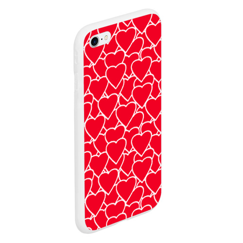 Чехол для iPhone 6/6S матовый Сердца, цвет белый - фото 3