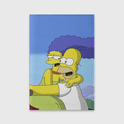 Обложка для паспорта матовая кожа Гомер и Мардж