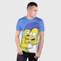 Мужская футболка 3D Slim Гомер и Мардж - фото 2