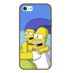 Чехол для iPhone 5/5S матовый Гомер и Мардж