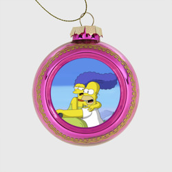 Стеклянный ёлочный шар Гомер и Мардж