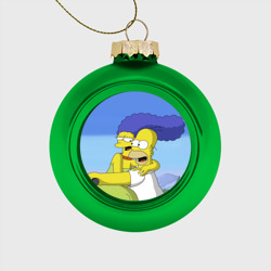 Стеклянный ёлочный шар Гомер и Мардж
