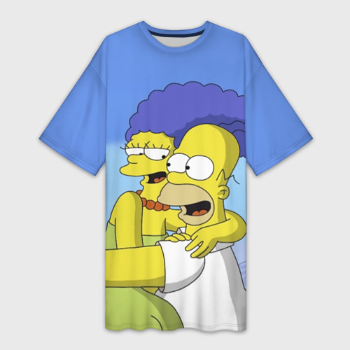 Платье-футболка 3D Гомер и Мардж, цвет 3D печать