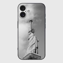 Чехол для iPhone 16 силиконовый с защитой камеры Статуя Свободы