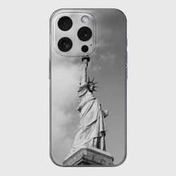 Чехол для iPhone 15 Pro силиконовый с защитой камеры Статуя Свободы