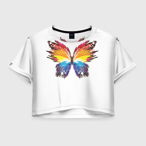 Женская футболка Crop-top 3D Butterfly, цвет 3D печать