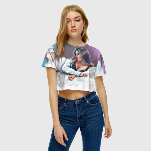 Женская футболка Crop-top 3D Olekseyproduction Няша, цвет 3D печать - фото 3