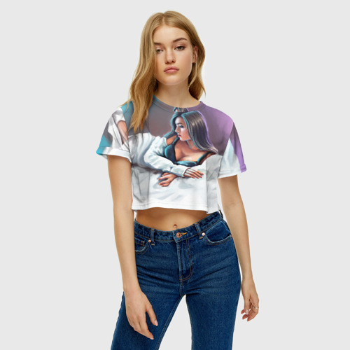 Женская футболка Crop-top 3D Olekseyproduction Няша, цвет 3D печать - фото 4