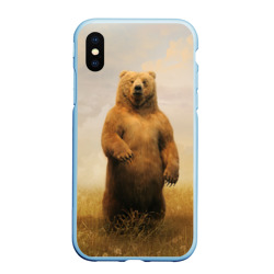 Чехол для iPhone XS Max матовый Медведь в поле