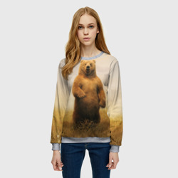 Женский свитшот 3D Медведь в поле - фото 2