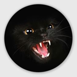 Круглый коврик для мышки Черный кот в темноте