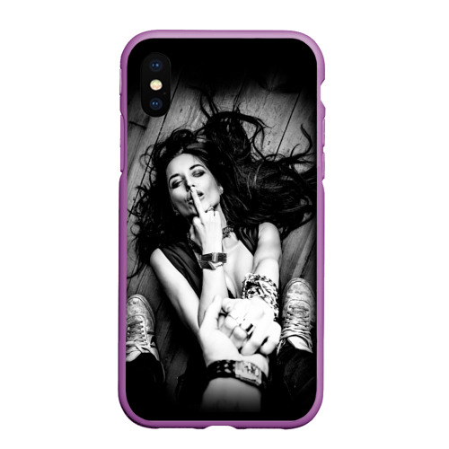 Чехол для iPhone XS Max матовый Влюбленная игривая девушка, цвет фиолетовый
