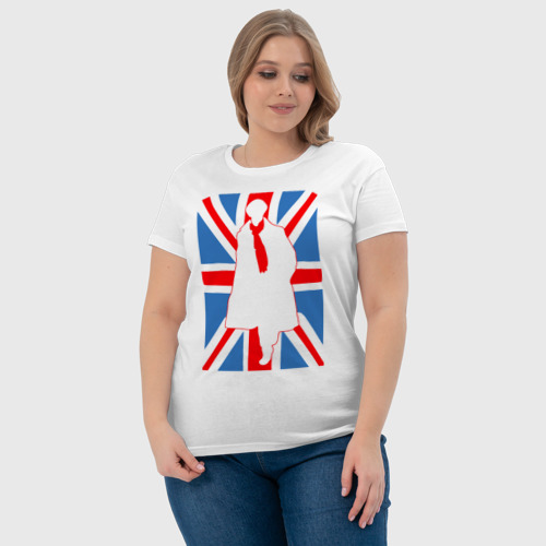 Женская футболка хлопок Sherlock Holmes Union Jack, цвет белый - фото 6