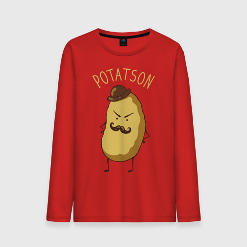 Мужской лонгслив хлопок Potatson, цвет красный