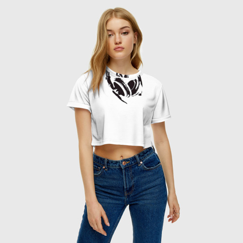 Женская футболка Crop-top 3D Наушники, цвет 3D печать - фото 3