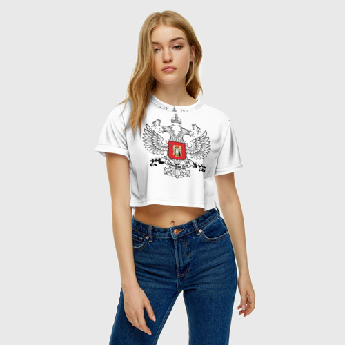 Женская футболка Crop-top 3D ДНР, цвет 3D печать - фото 4