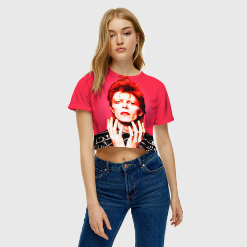 Женская футболка Crop-top 3D Ziggy Stardust, цвет 3D печать - фото 4