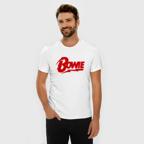 Мужская футболка хлопок Slim Bowie надпись, цвет белый - фото 3