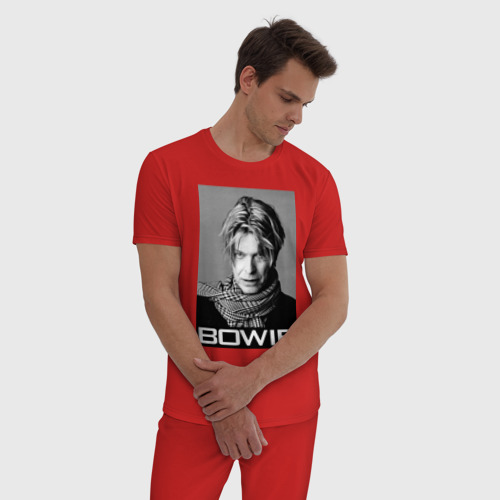 Мужская пижама хлопок Легендарный Боуи, цвет красный - фото 3