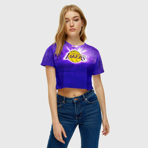 Женская футболка Crop-top 3D Los Angeles Lakers, цвет 3D печать - фото 3