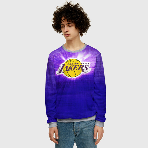 Мужской свитшот 3D Los Angeles Lakers, цвет меланж - фото 3