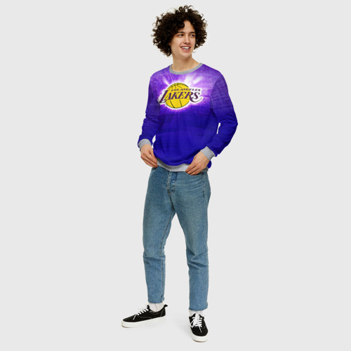 Мужской свитшот 3D Los Angeles Lakers, цвет меланж - фото 5